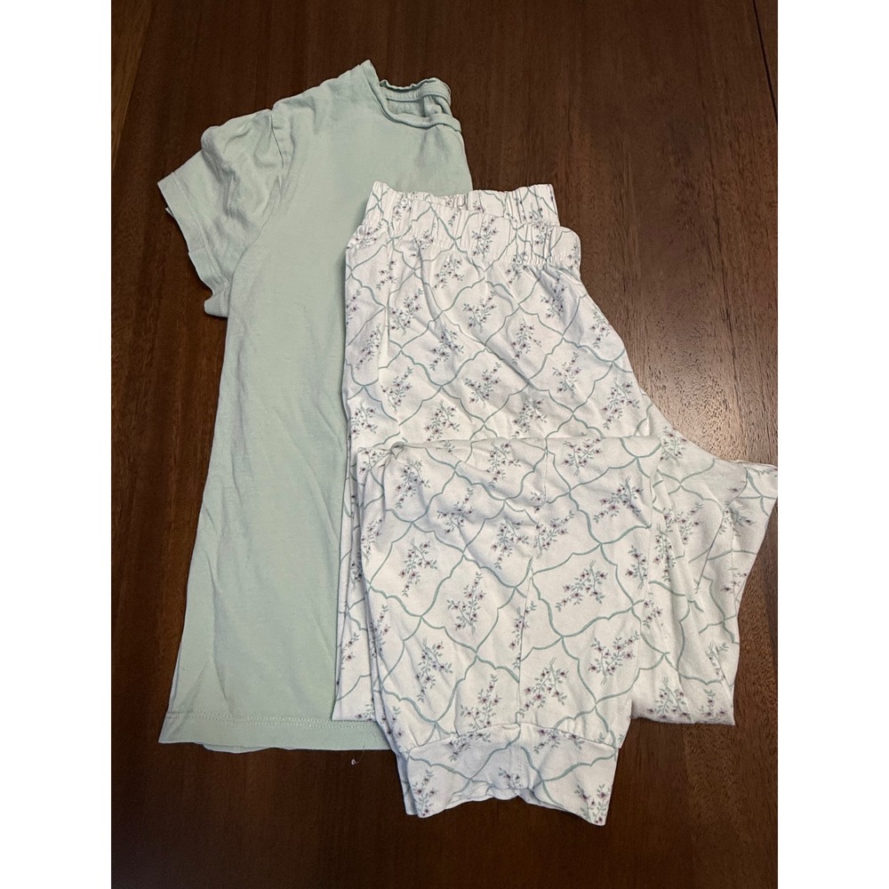 Primark Cares Womens Pajama Set Small Green T-Shirt Floral Jogger Pants 2 Piece